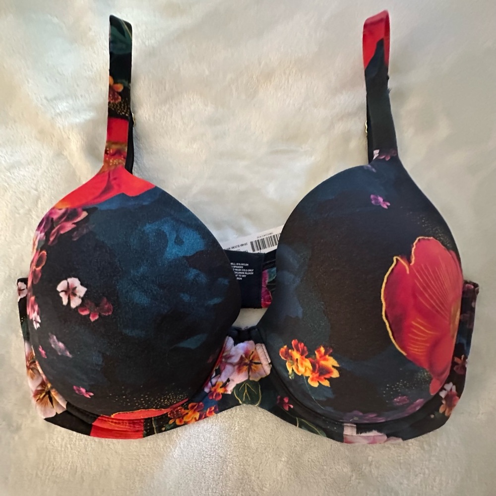 Soma Black and Red Floral bra NWT